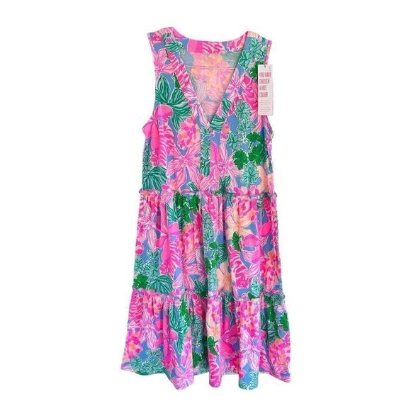 Lilly Pulitzer Lorina Swing Dress XS Multi Tigers Lair Sleeveless V-Neck - Picture 1 of 5